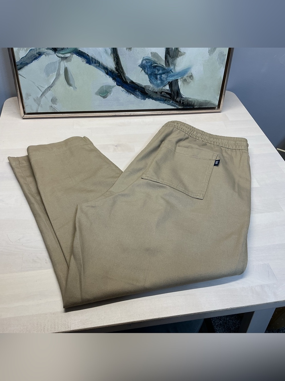 GAP Women’s Khaki Elastic-Waist Pants Pockets, Cotton Blend Large